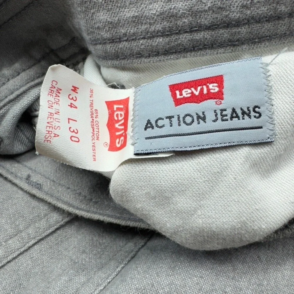 Levis Action Jeans Mens 31x29 Gray Straight Leg Regular Fit Vintage 80s USA Made